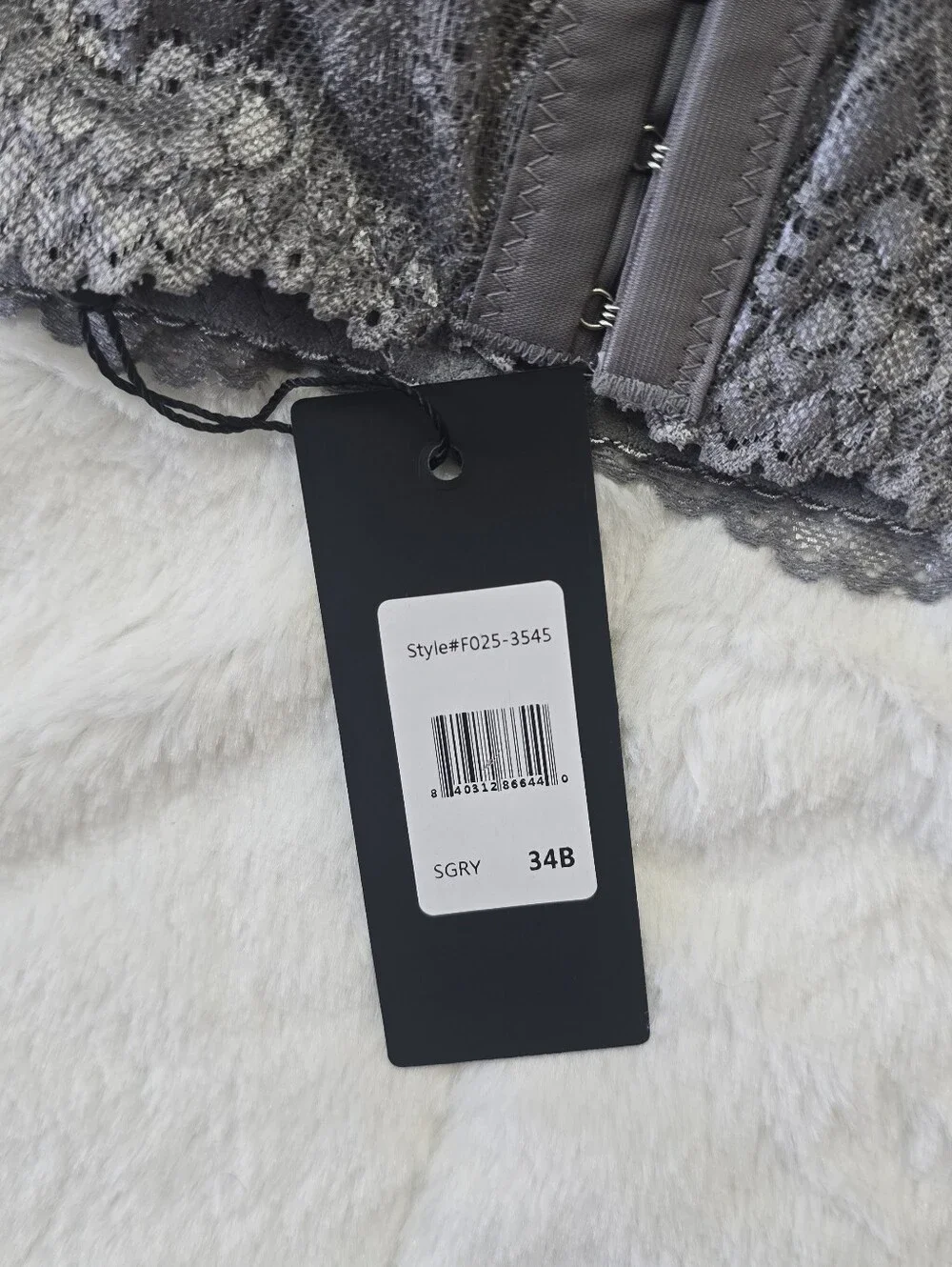 NWT Frederick's Of Hollywood Lace Longline Bra Bustier Silver Grey Size 34B
